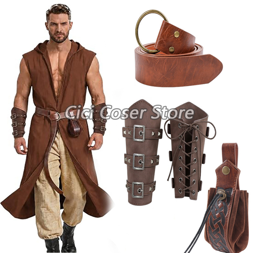 Cosplay Prop - Conjunto de cinto, braçadeiras e bolsa